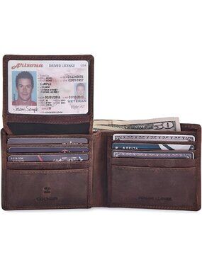 Wallet for Men's RFID Blocking Real Leather Bifold Stylish 2 ID Window